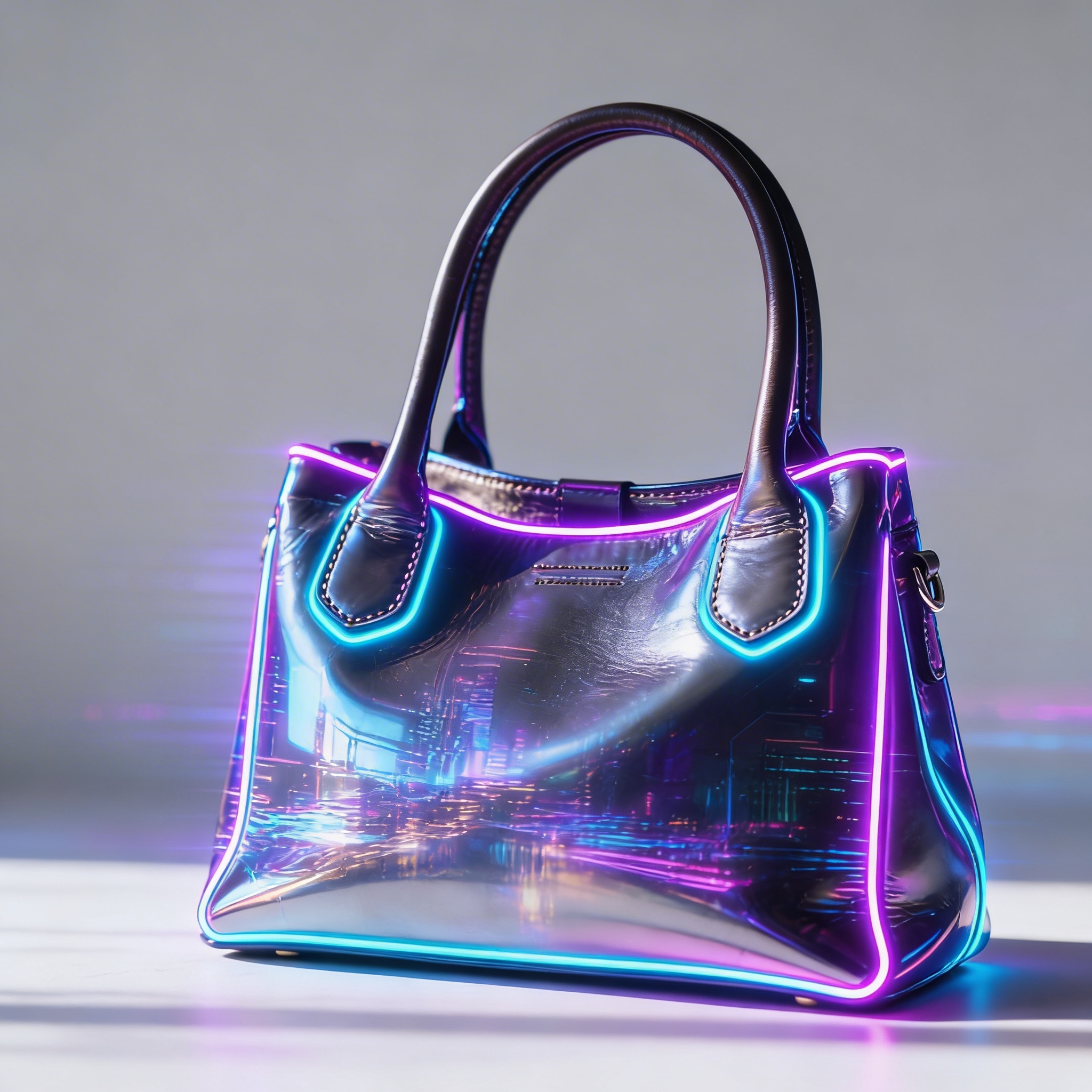AI generated bag in neon futuristic style - same exact position